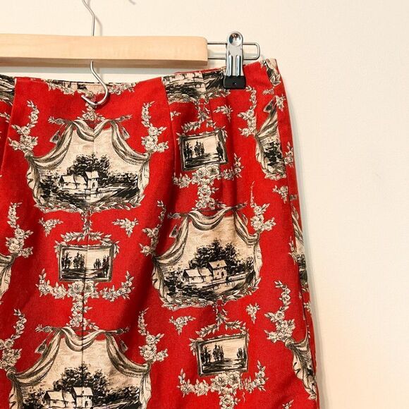 Talbots Red Tan Toile 100% Cotton Pencil Skirt Size 8 - Picture 6 of 7